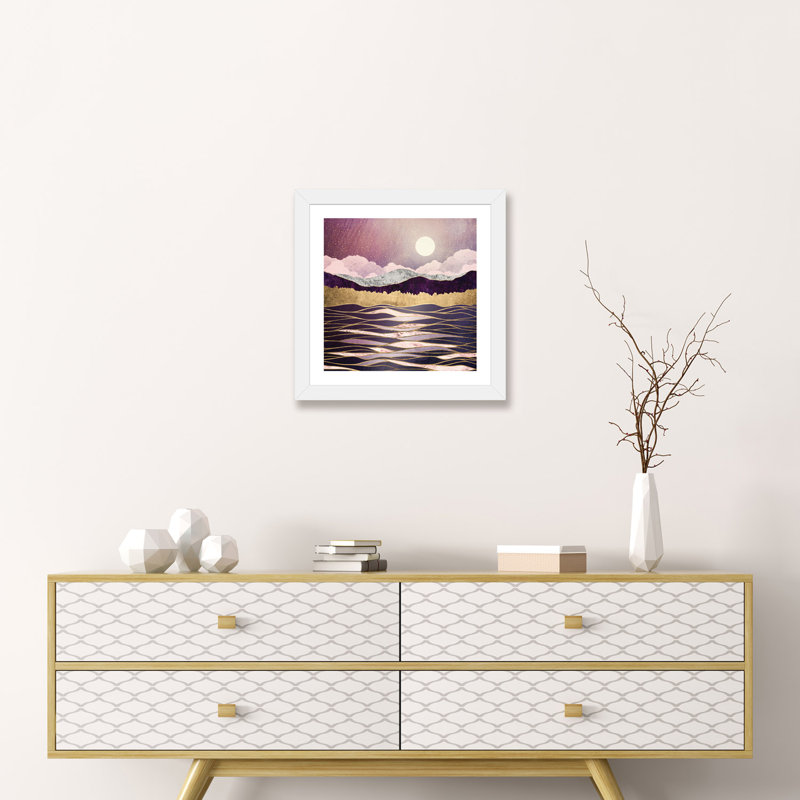 Ondes lunaires - impression, H 24 po x l 24 po x p 1 po, Encadré par un papier blanc