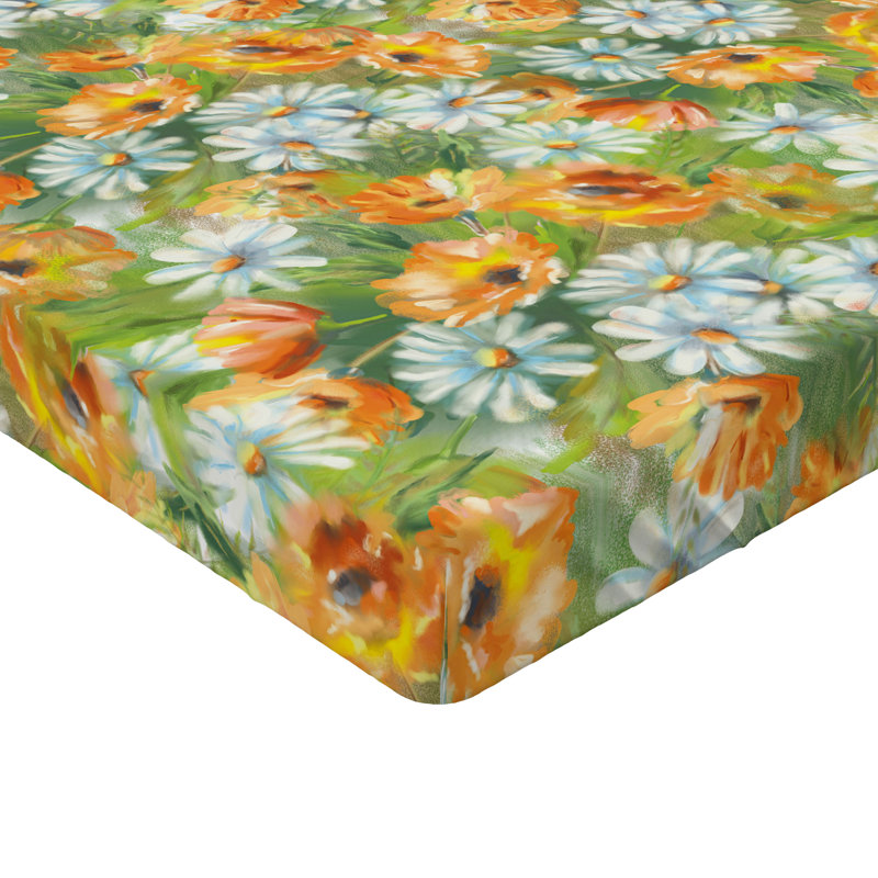 Drap-housse Ambesonne, Jaune souci, vert jade / floral, Drap-housse très grand californien