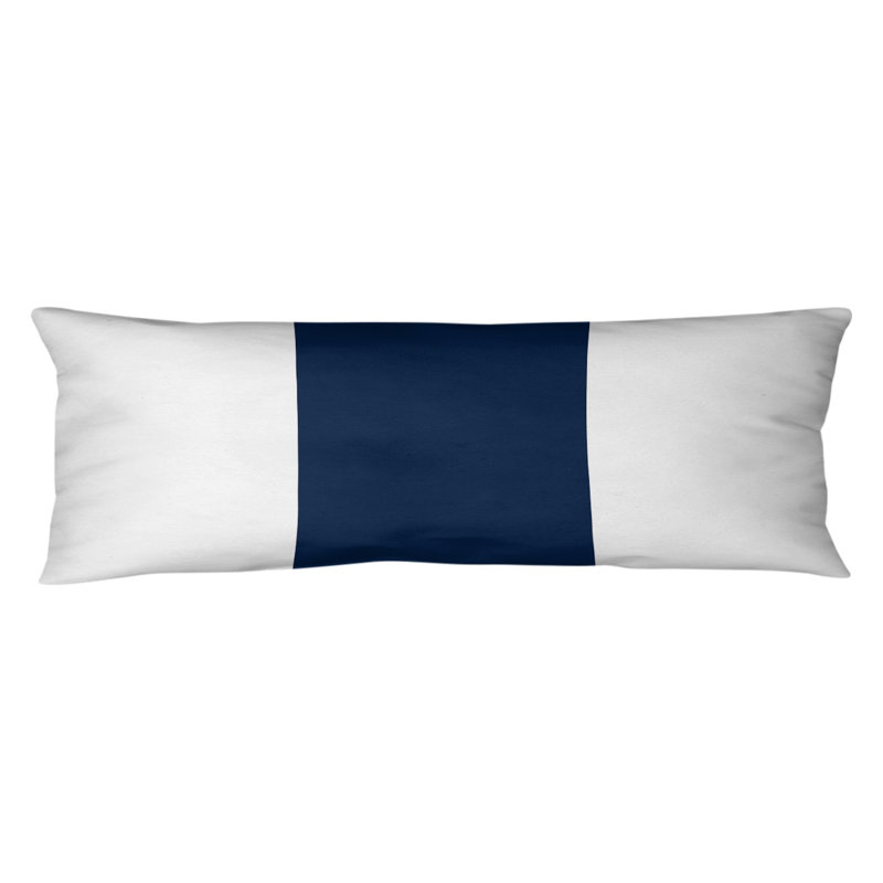 Oreiller pour le corps en polyester 20 po x 54 po Adel, Blanc / bleu
