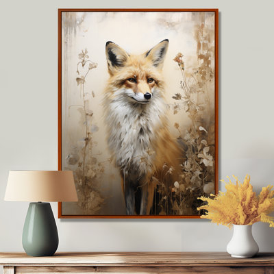Minimalism Fox Portrait In Forest I - Fox Wall Art