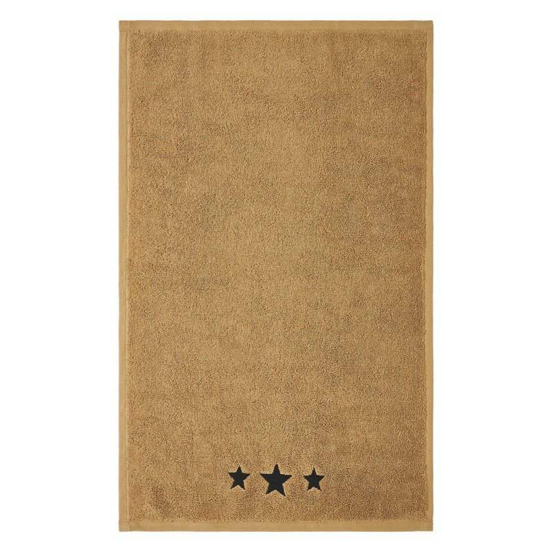 Timeless Linens Stars Hand Towel Set of 2 16x26, Black/Tan