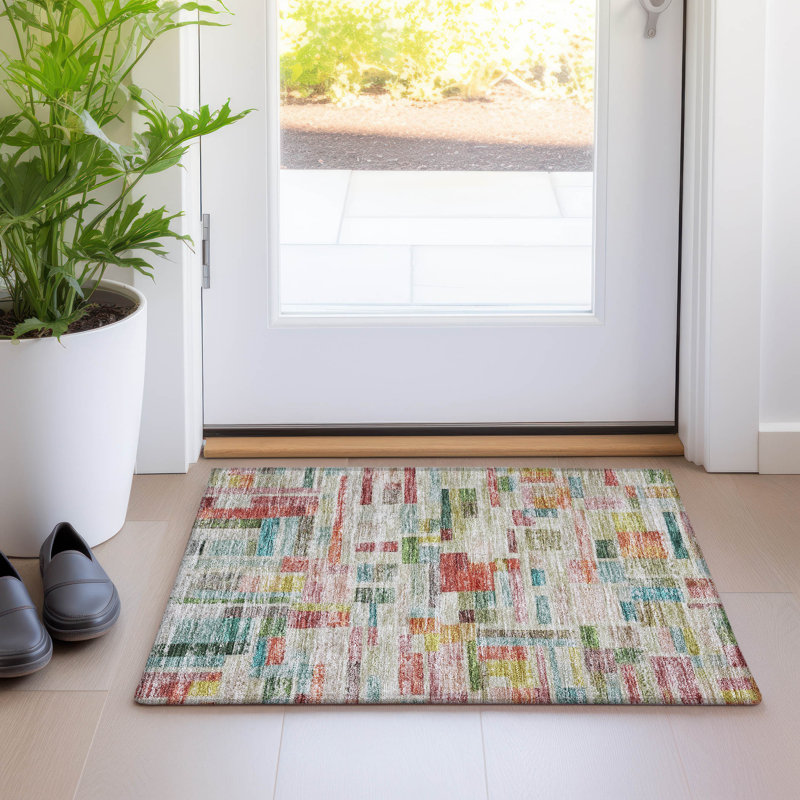 Tapis paprika intérieur / extérieur lavable à la machine Chayden ACN1090, Rectangle 1 pi 8 po x 2 pi 6 po