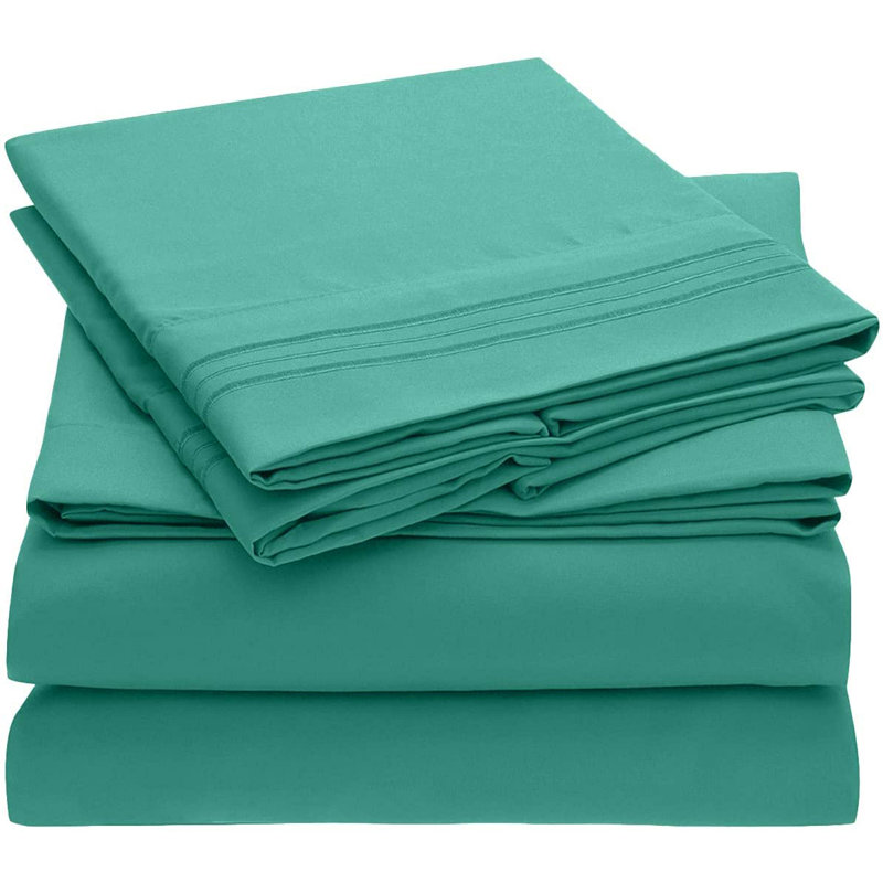 Ensemble de draps-housse en microfibre / polyester , Simple, Sarcelle