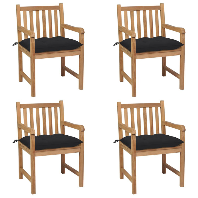 Chaise de patio avec coussin Dorathy, Noir, noir, noir, noir