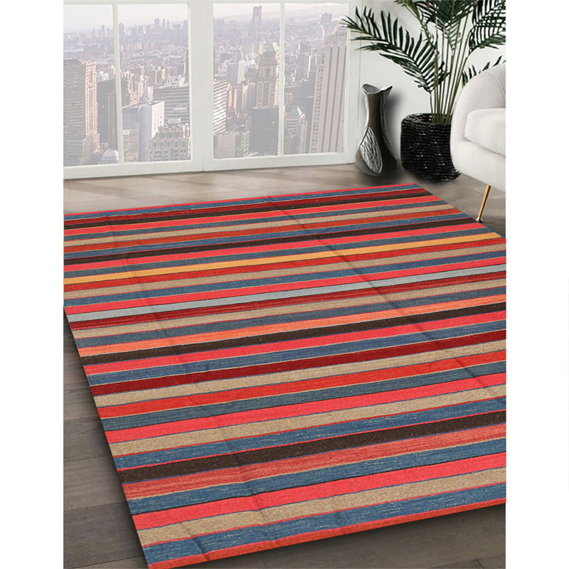 Tapis contemporain 100% lavable à la machine 1757, Rond 4 pi