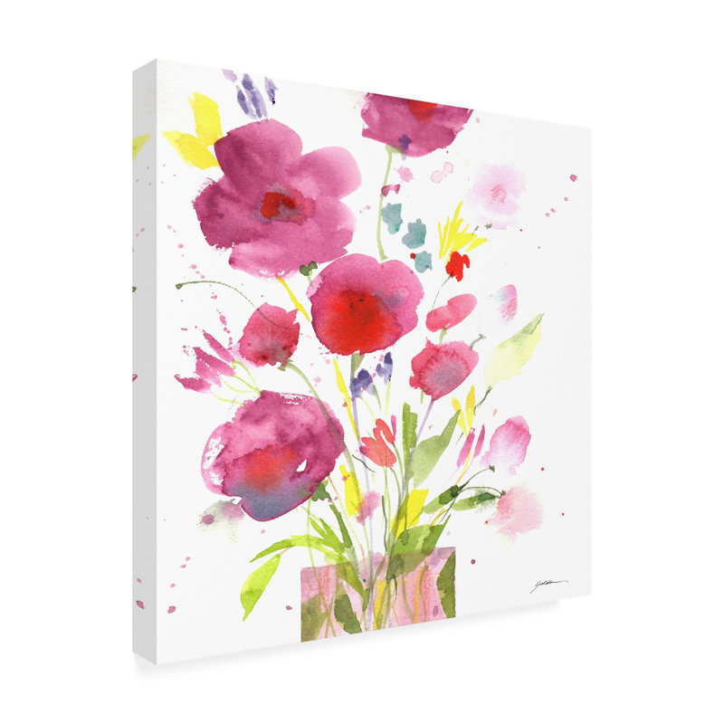 Art sur toile bolichina, fuchsia doré, H 14 po x l 14 po