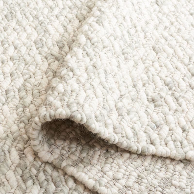 Belizaire Abstract Hand Loomed Wool Area Rug in Green/Ivory, Rectangle 3' x 5'