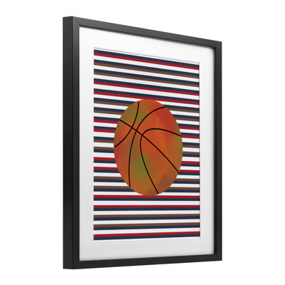 «Stripes And Sports Basketball», reproduction encadrée sous verre, conception de Marcus Prime