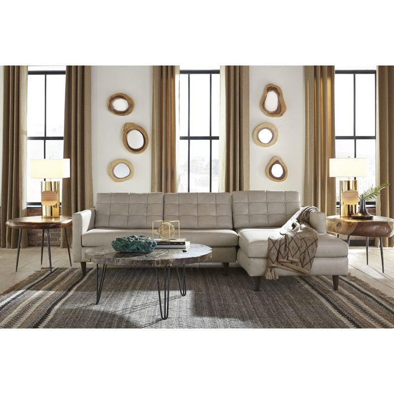Contemporary Skipping Stone 36" Oval Wood & Metal Side Table