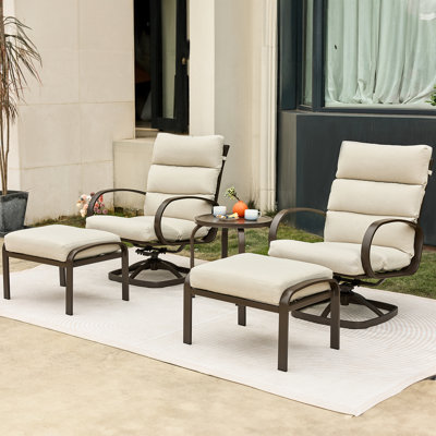 Chaise berçante pivotante avec 2 repose-pieds 3 pièces