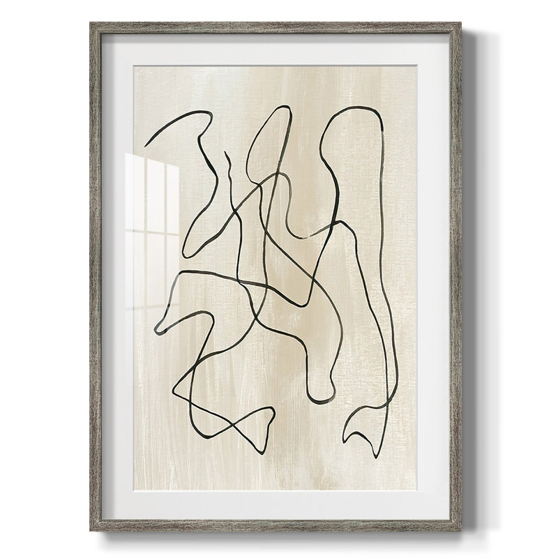 Relié III, peinture sur papier encadrée, Argent patiné