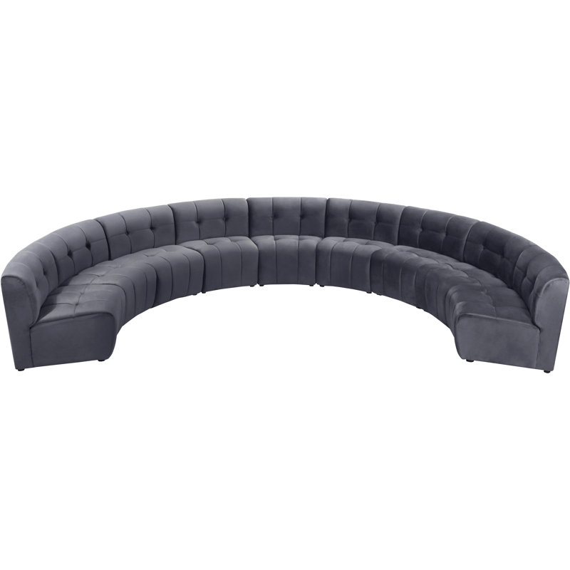 Jedson Velvet Sectional Symmetrical, Grey Velvet