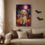 Art mural sur toile Mummy Dog in Spooky Forest with Glowing Pumpkins-1411763531