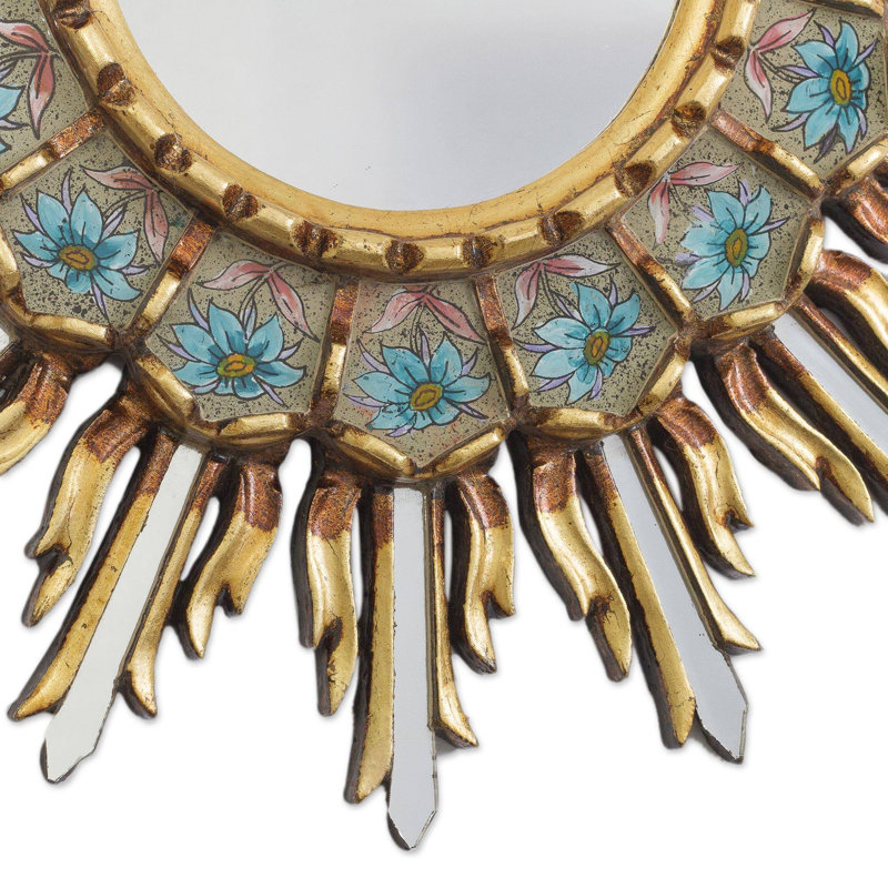 NOVICA Handmade Sunny Bronze Reverse-Painted Glass Wall Mirror