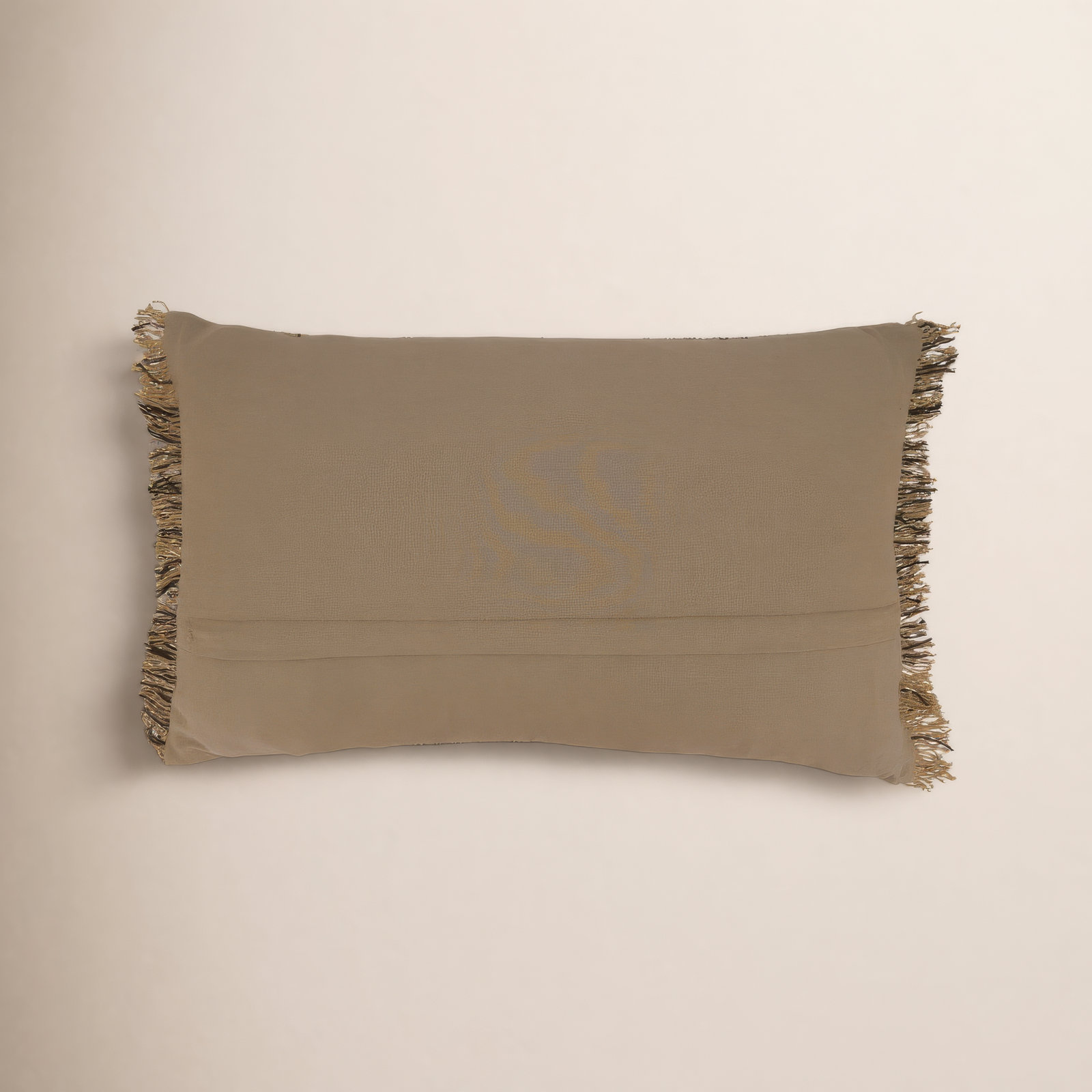 Carey Fringed Cotton Lumbar Throw Pillow, Polyester/Polyfill, Natural