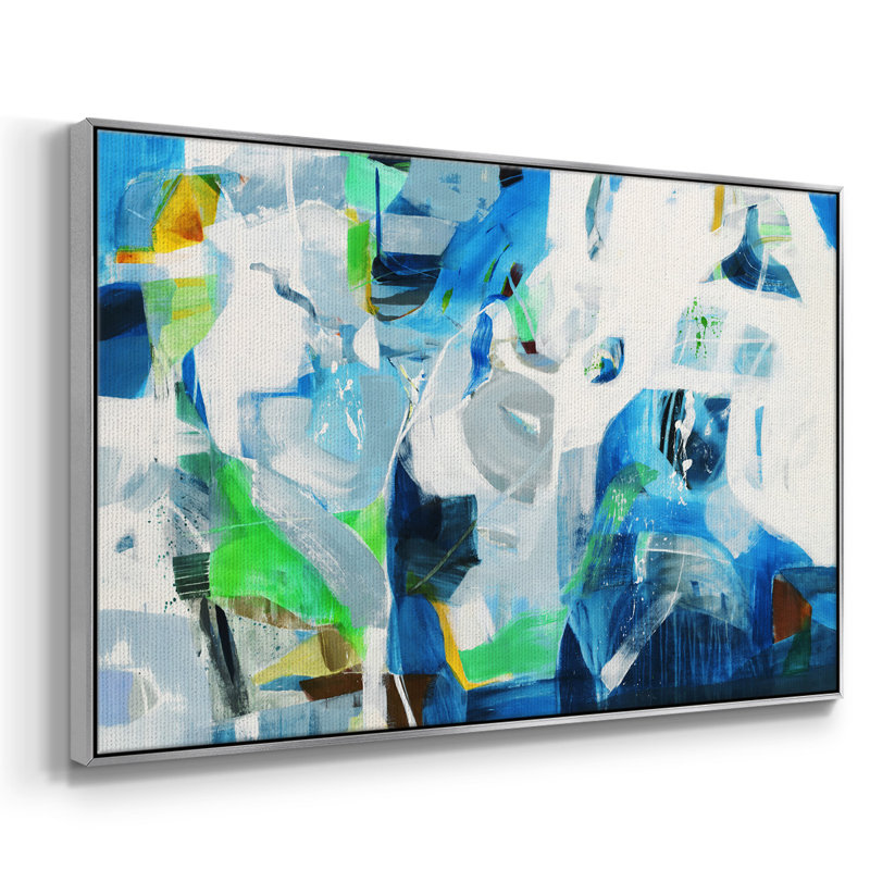 " Down The Rapids ", 27" H x 41" W x 2" D, Silver Floater Framed Canvas