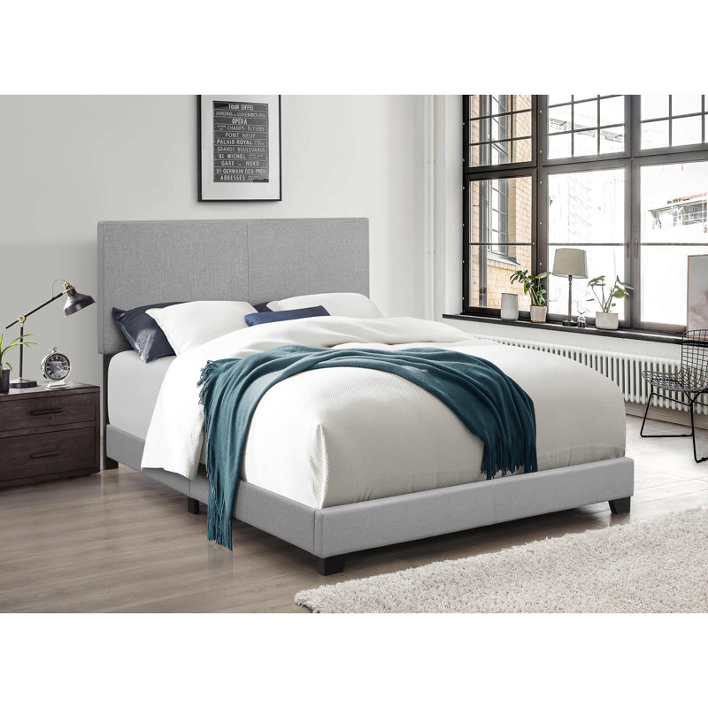 Caponi Upholstered Standard Bed, Full, Light Gray