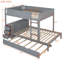 Lit superposé double avec lit gigogne simple, rangement et bureau-130130604-130130607