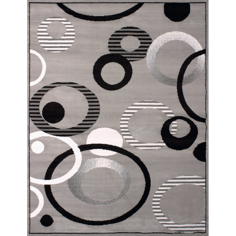 Tapis argenté / noir Gober, Tapis de couloir 1 pi 11 po x 3 pi 3 po