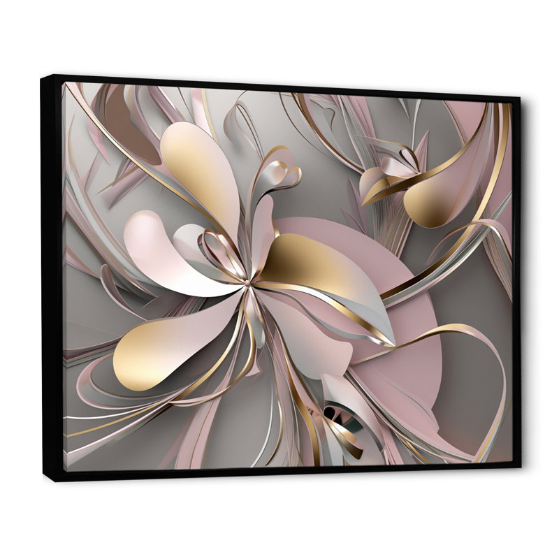 Art encadré liquide et effervescence rose I - 0, H 12 po x l 20 po x P 1 po, Cadre flottant noir