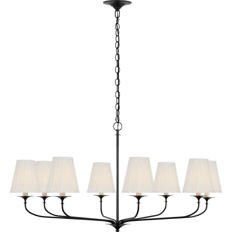 Knox Chandelier with Silk Pleated Shades, 21.25" H x 42" W x 42" D, Bronze, 8 Lights