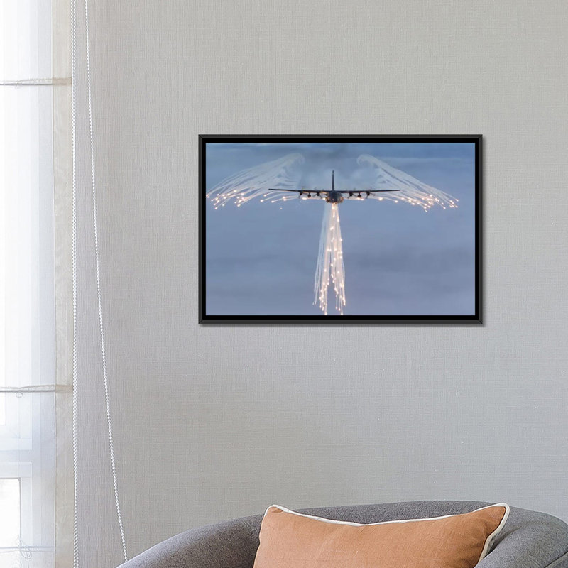 « mc-130h combat talon chuteing flare », reproduction de photo sur toile, H 18 po x l 26 po x P 1,5 po, Toile avec cadre noir