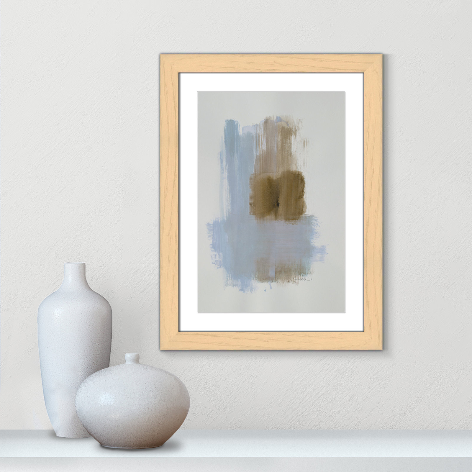 Esmeray "Powder Room Wash IV" Print, 24.5" H x 18.5" W x 1.25" D, Natural Cube Frame Matted