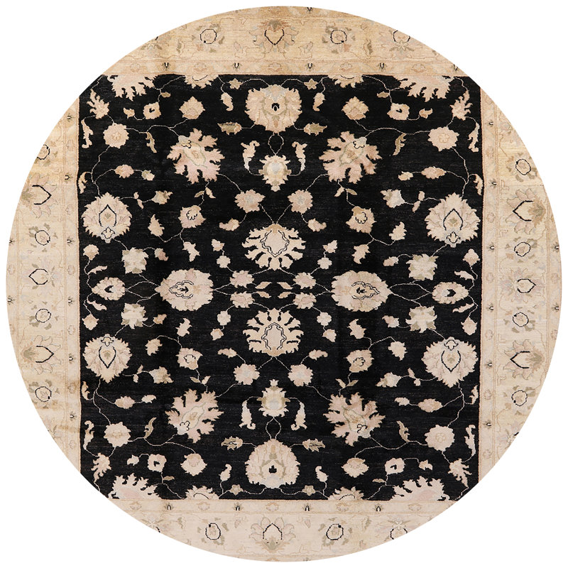 Tapis noir / beige Glenham, Rond 7 pi