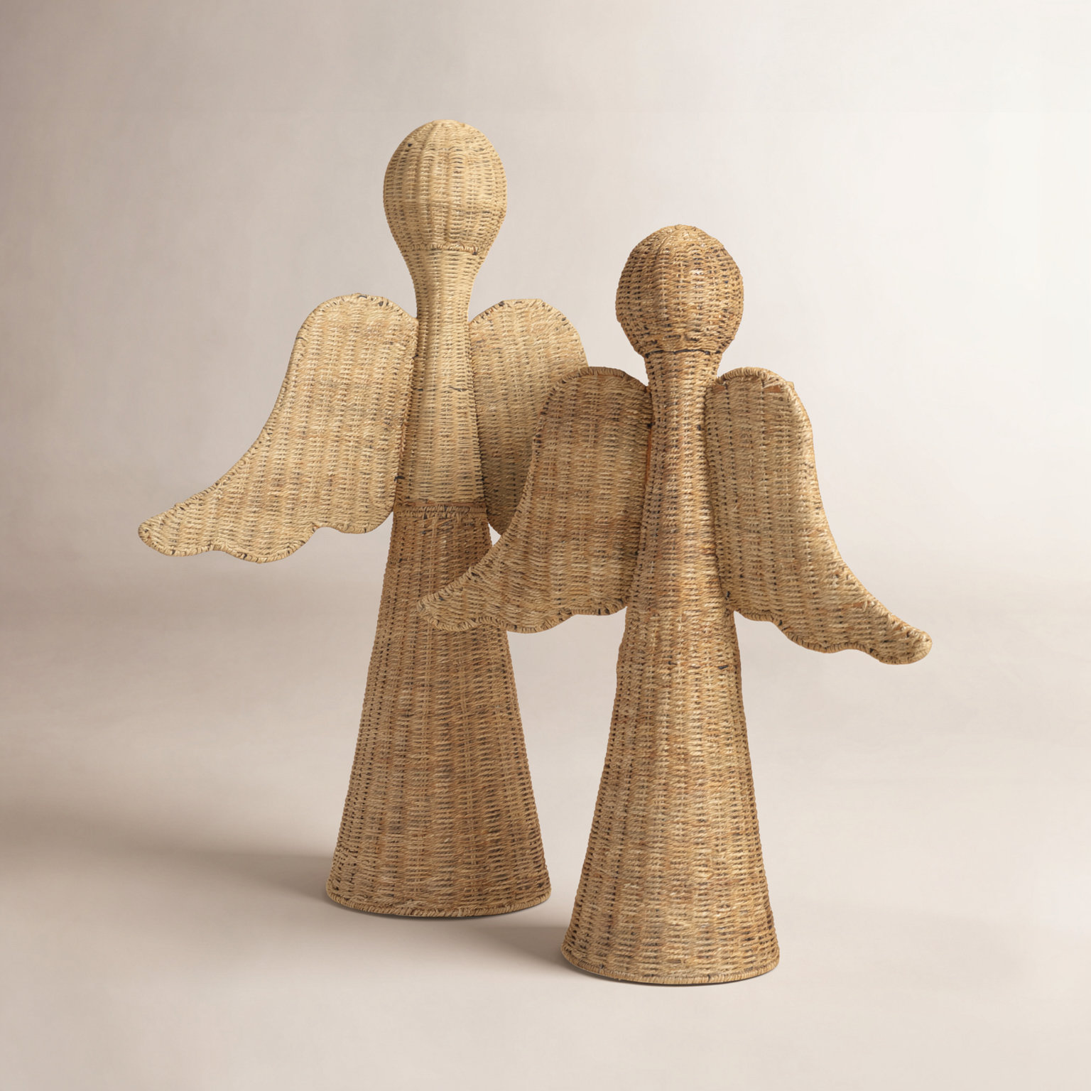 2-Piece Seagrass Angel Sculpture