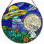 Panneau de vitrail en verre coloré 12 "H Ufo Rabbit-148804267