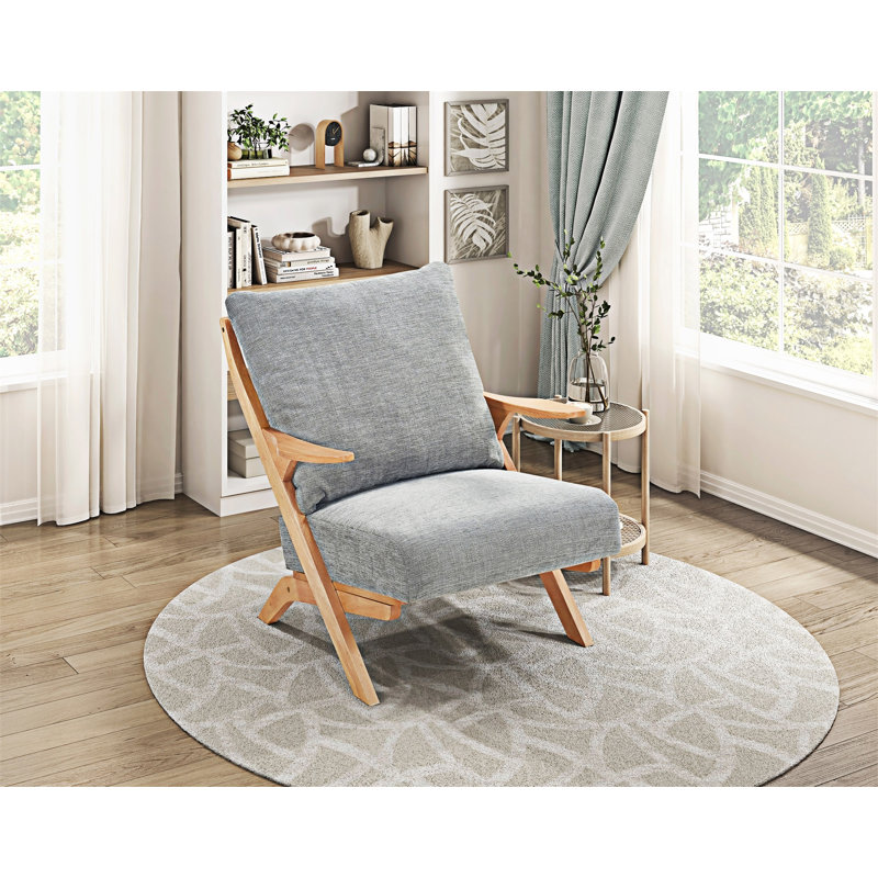 Fauteuil Upholstery, Gris, Bois naturel