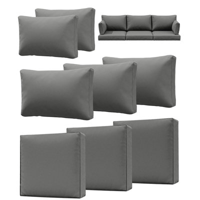 Outdoor 4" Thick Replacement Cushion Set Seat/Back Cushion (Set Of 3 Seats , 3 Backs , 2 Short Backs)
