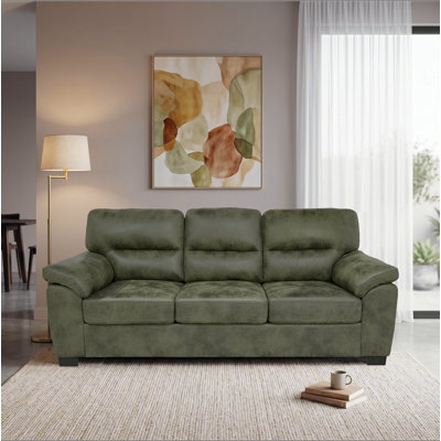 Modern 81" Foil Fabric Sofa with Padded Armrests and Triangular Legs, 3-Seater Upholstered Sofa for the Living Room
