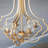 4-Light Gold Open Frame Chandelier with Glass Shades, Adjustable Chain for Dining & Foyer