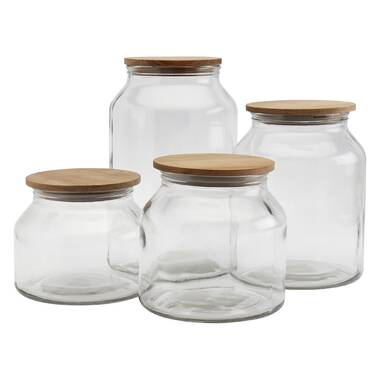 Mason Craft and More Skinny Glass Jars with Glass Lids - Set of 4