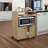 Arm?ns Microwave Cabinet with Storage and Upper Pull Out Shelf - 2 Door Cabinet Kitchen Storage Cart - Laminate Wood Kitchen Cart with Lockable Castors Wheels-1349087336