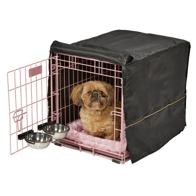 MidWest Homes for Pets iCrate Dog Crate Starter Kit / Includes Dog Crate, Bed, 2 Bowls, Crate Cover