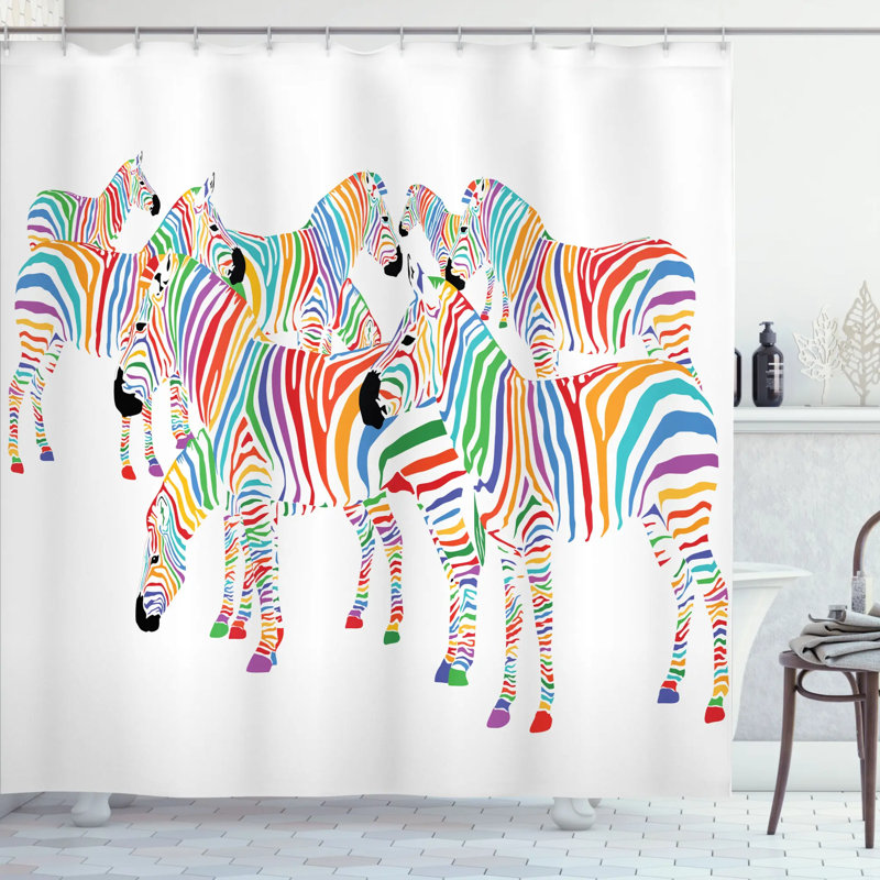 Ensemble de rideau de douche zèbre décoration animal, H 70 po x l 69 po