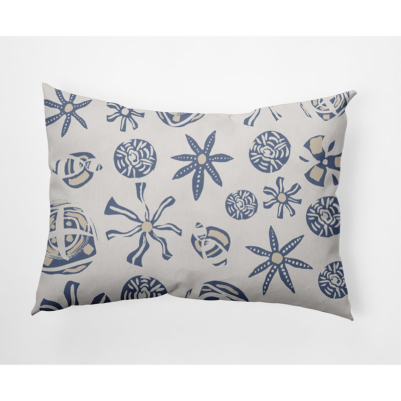 Geometric Outdoor Reversible Throw Pillow, Blue