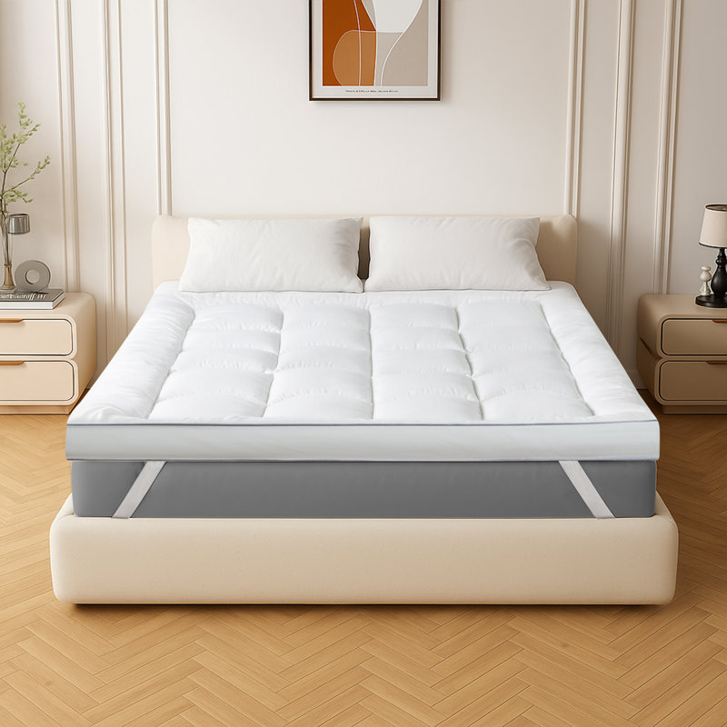 Plush Down Alternative Mattress Topper, Pillow Top Mattress Pad With Elastic Straps, Oeko-tex® Certified, King