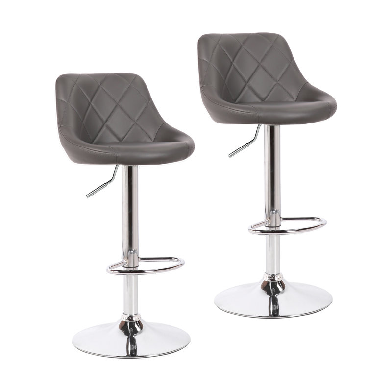 Abubokar Swivel Adjustable Height Bar Stool, Gray