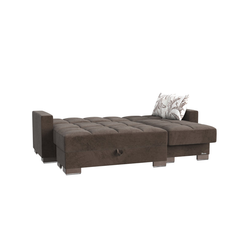 Chaise longue convertible avec rangement PrimeNest NimbusFlow, Brun