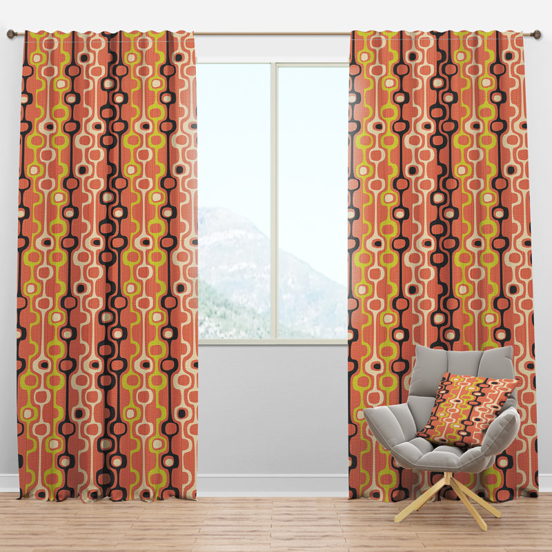 Retro Abstract Design XIII - Abstract Curtain - Velvet Room darkening - 1 panel, 52"W x 120"L
