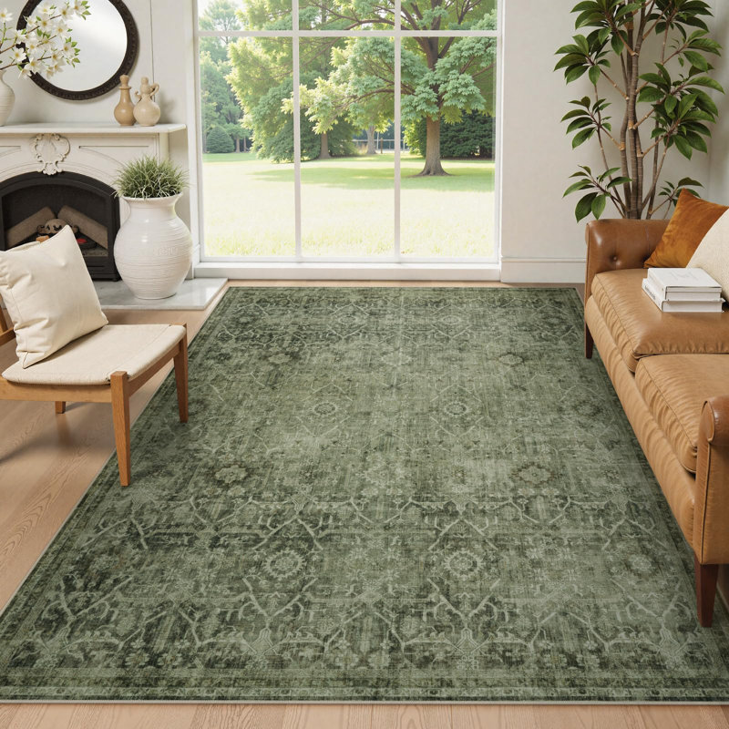Tapis lavable rétro Tribal Cashmere, Rectangle 6 pi x 9 pi