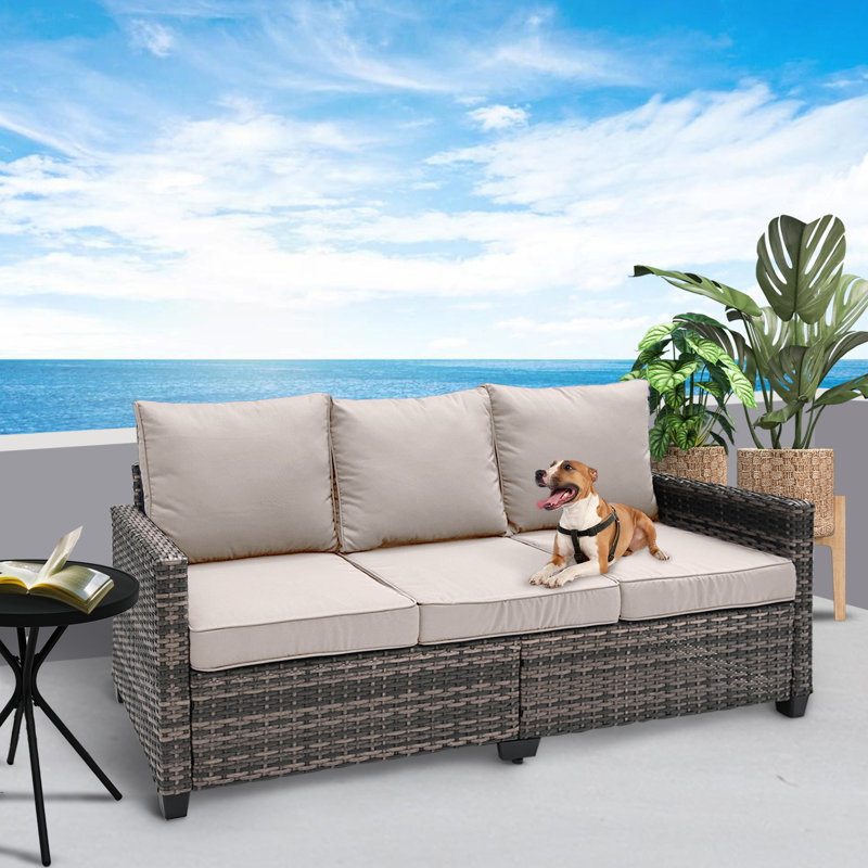 Canapé de patio 3 places Birdsall, Beige