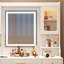 Grande coiffeuse avec miroir, 6 tiroirs et tablettes, bureau de commode