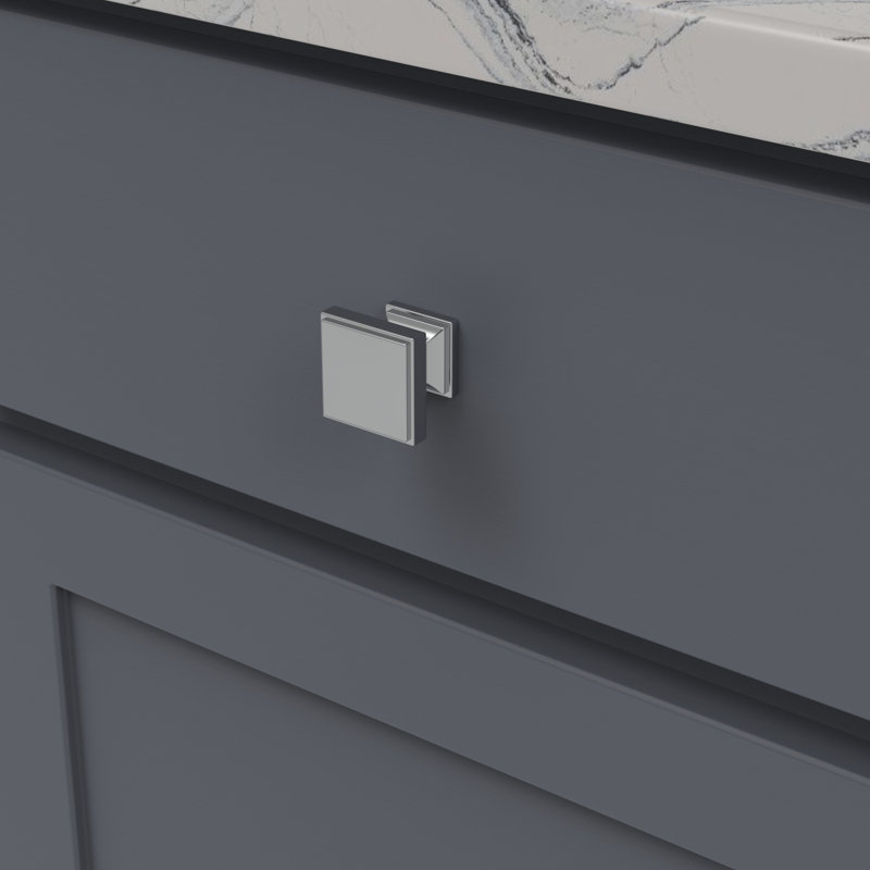 Brownstone Collection Square Knob - Cabinet Knob - Transitional Hardware for Drawers & Cabinets, Chrome, 1-3/8"