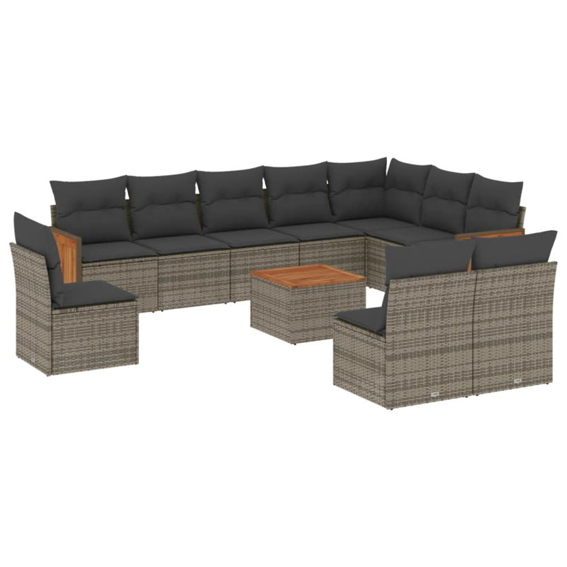 Ensemble de canapé de jardin modulaire en rotin PE gris et gris foncé Vidaxl