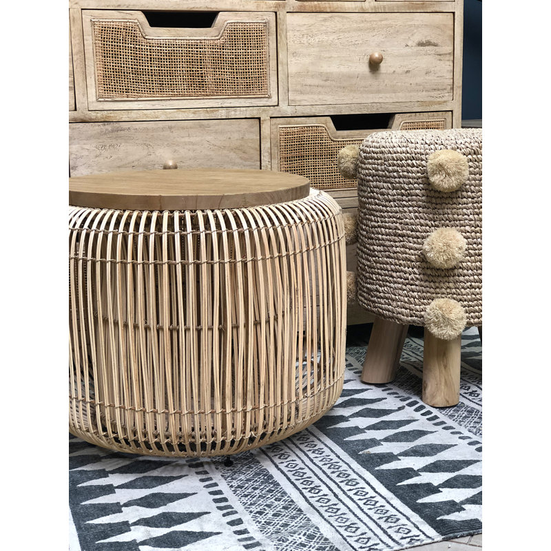 Darell Drum Coffee Table with Storage