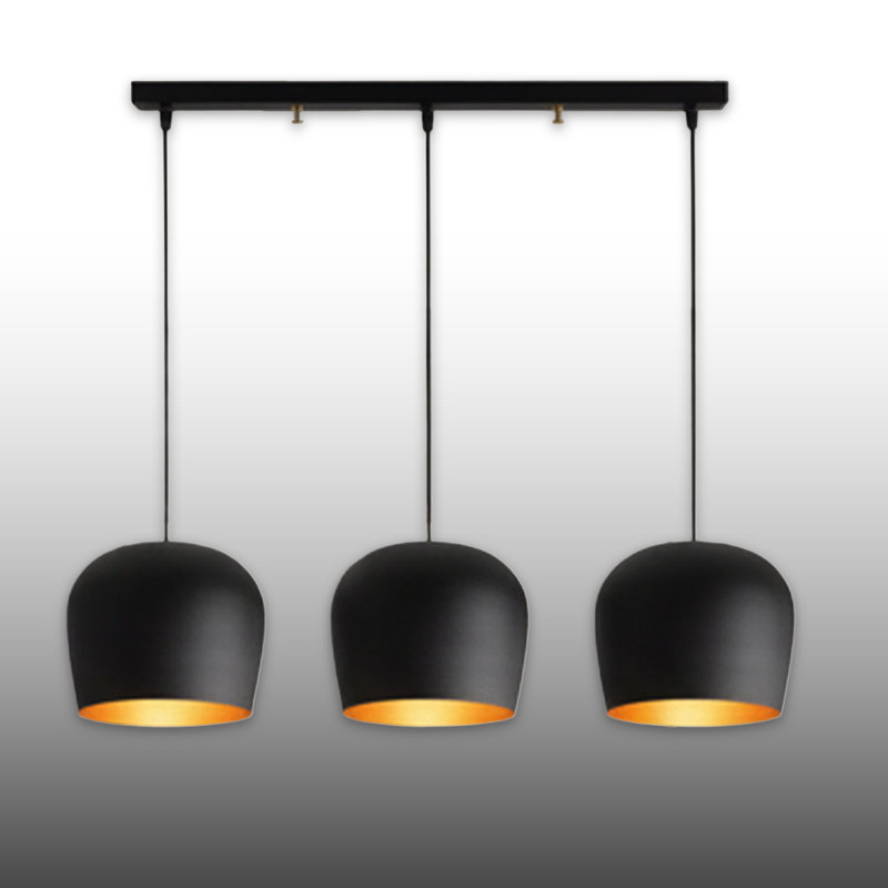 Triple Black Dome Kitchen Island Pendant Light